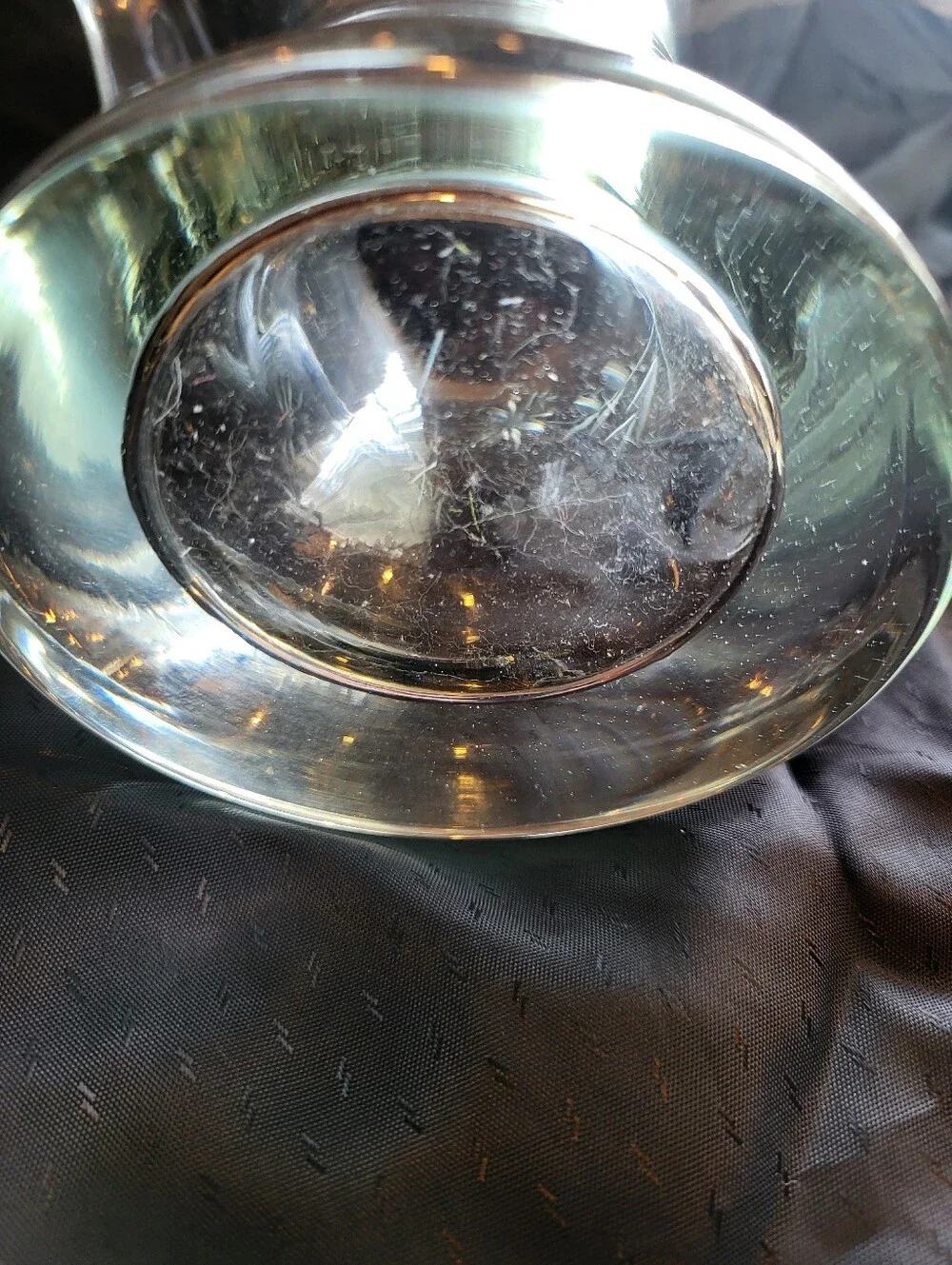 VTG. 7 x 5.5 Across Split And Folded Top Clear Etched Floral Glass Bud Vase - Picture 12 of 12